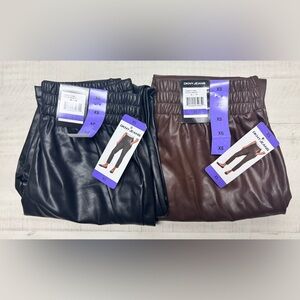 DKNY bundle set of two Jeans Faux Leather Pant | Black and brown